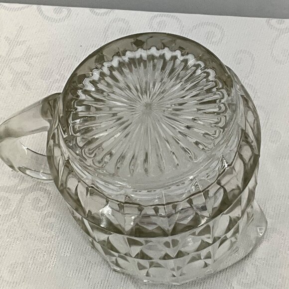 Vintage Janette Glass Windsor‎ Diamond Diamond Cut Milk Pitcher Creamer - Picture 6 of 6